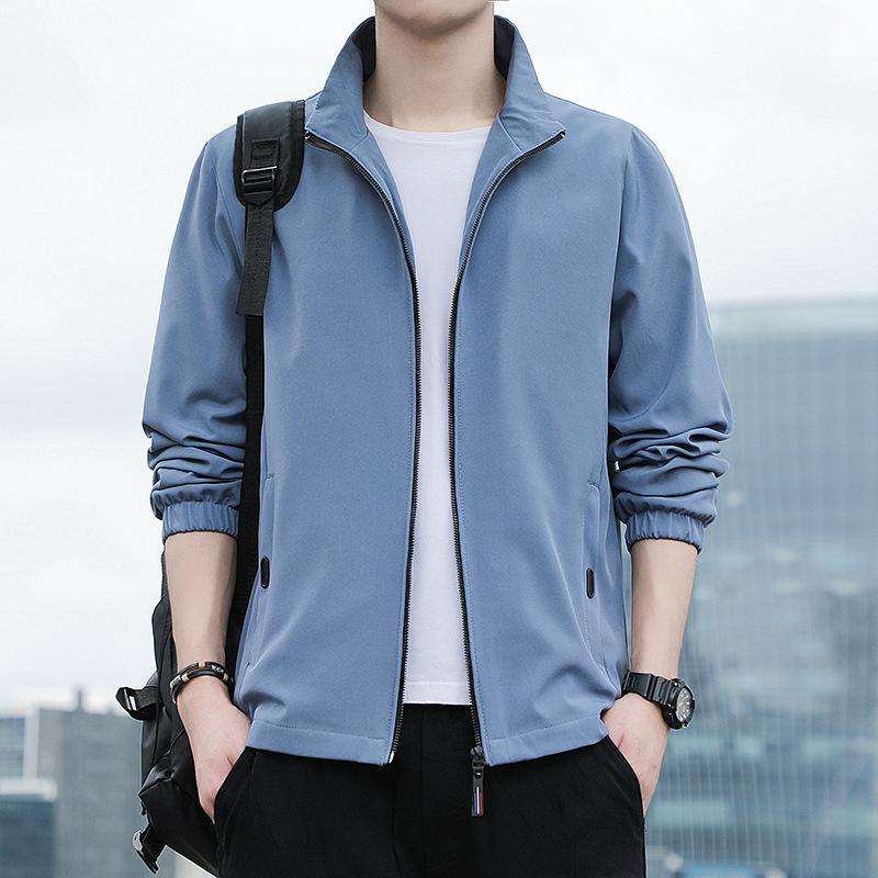 Повседневная мужская куртка весна-осень универсальная простая мужская бейсбольная куртка с воротником-стойкой однотонная