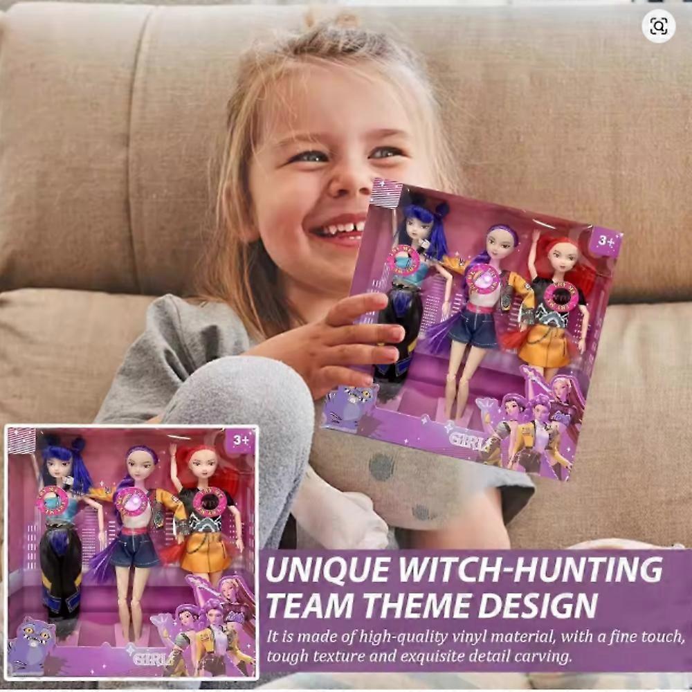 3X K-POP Demon Hunter Action Figure - Cute Vinyl Figurine Toy, Collectible Kpop Idol for Kids & Fans