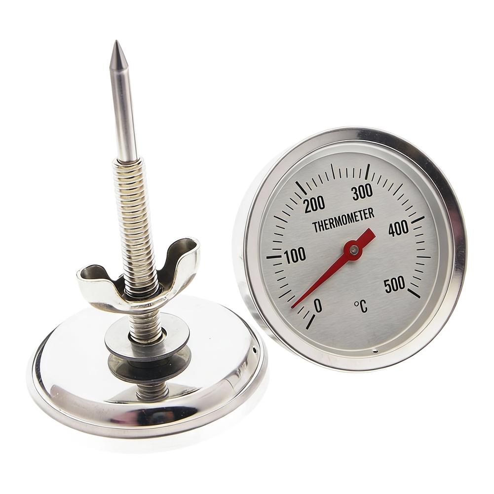 Stainless Steel Probe Bimetal Thermometer Barbecue Grilling Stainless Steel Body Bimetallic Sensing Coil 7cm Probe Length