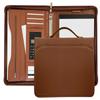 Portfolios Organizer 4-Ring Binder Leather A4 Zippered Padfolio with 10 Inch Tablet Solar Calculator Card Storage and Writing Pad