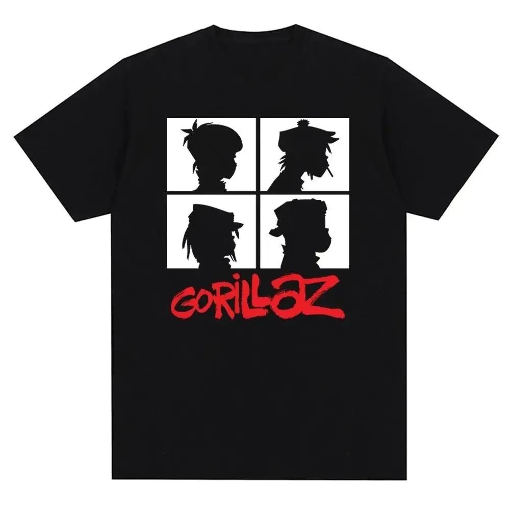 Музыкальная группа Gorillazs Панк-рок Принт Футболка 90-е Повседневная Мода Короткий рукав Футболка Унисекс