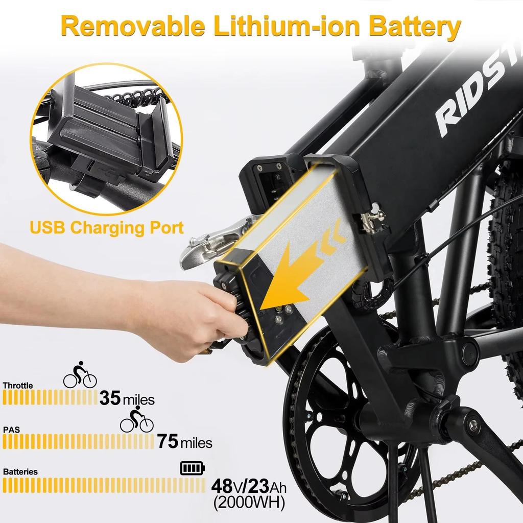 Новый H20 Pro 2000 Вт Складной Электровелосипед 48В 23Ач 20 дюймов Толстая Шина Двойной Мотор Вездеход Горный Велосипед