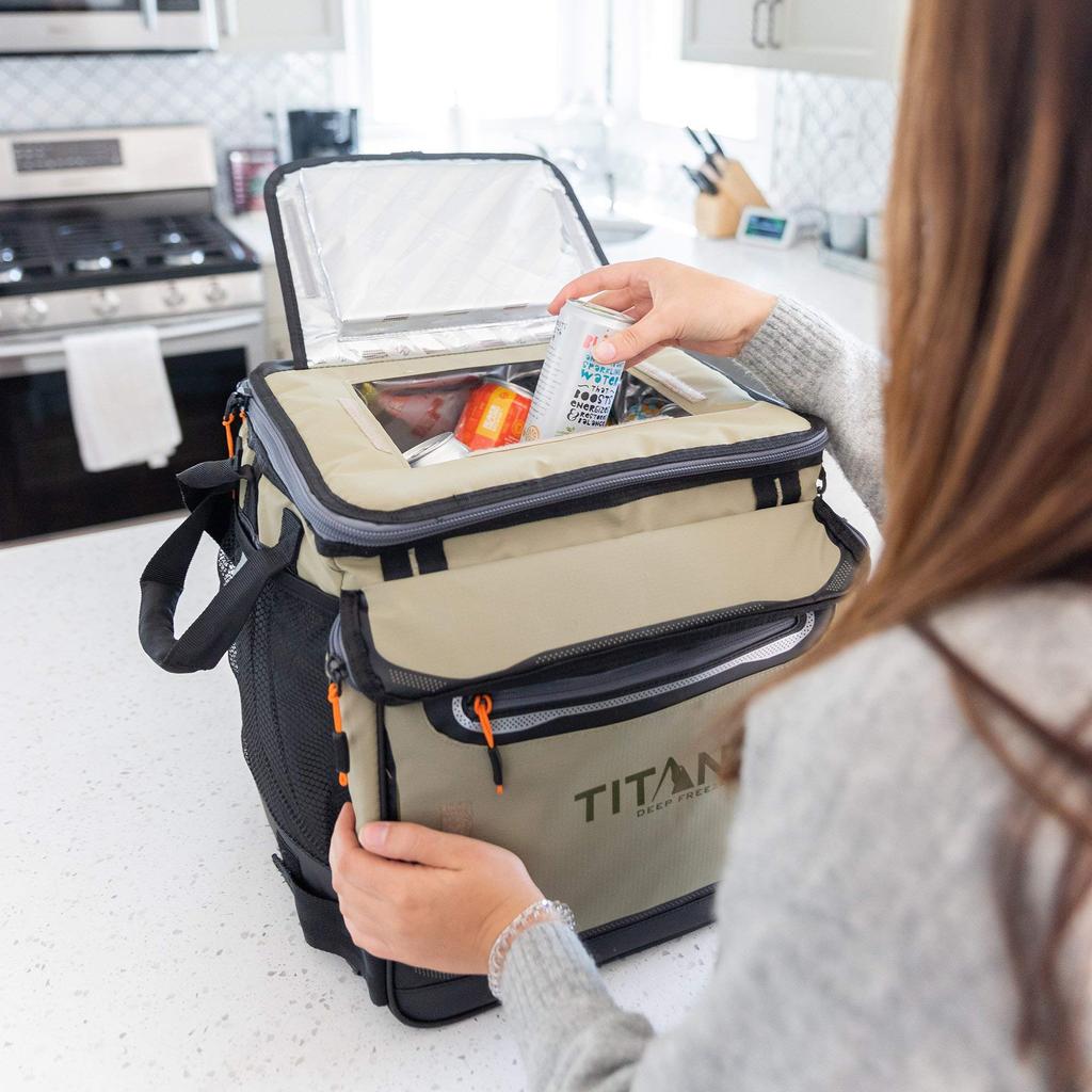 Titan Deep Freeze 40L Soft Cooler Box Can with Rolling (50+10 Capacity, Wheels, Cooler)