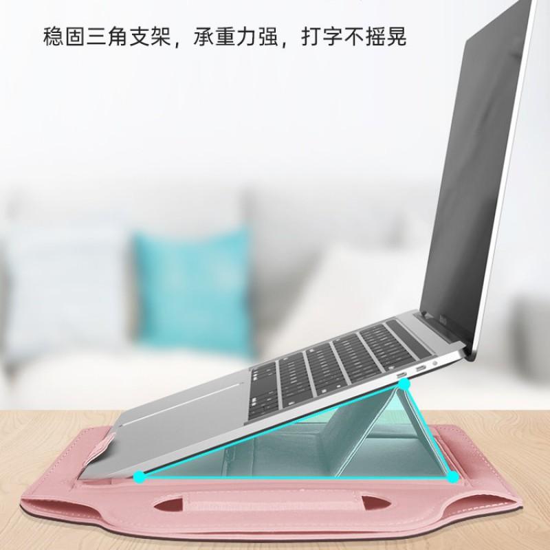 Adjustable Laptop Stand Bag MacBook Air 13.3 13.6 14 Inch PU Leather Sleeve With Built-in Black Green Rose Gold