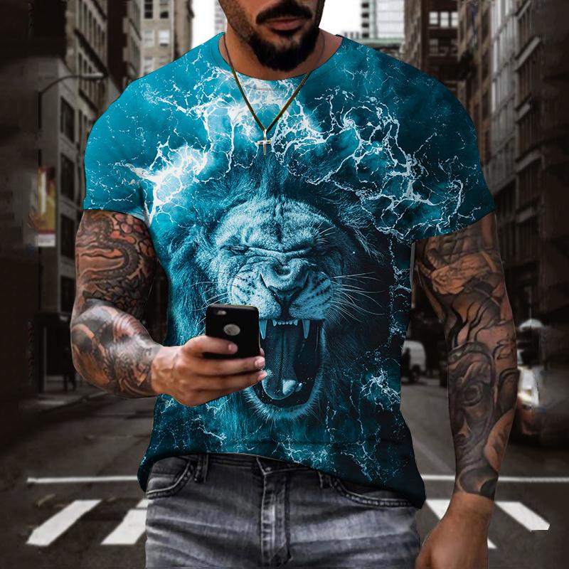 Новая летняя мужская футболка большого размера, повседневная футболка с тигром и леопардом, крутые футболки с 3D цифровым принтом для мужчин, футболка с короткими рукавами