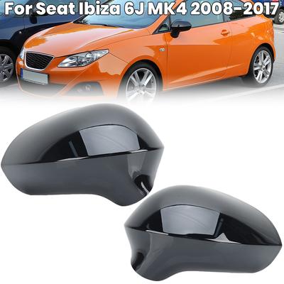 Накладка на зеркало заднего вида Для Seat Ibiza 6J MK4 2008 2009 2010 2011 2012-2017 Глянцевая черная накладка на боковое зеркало Автоаксессуары