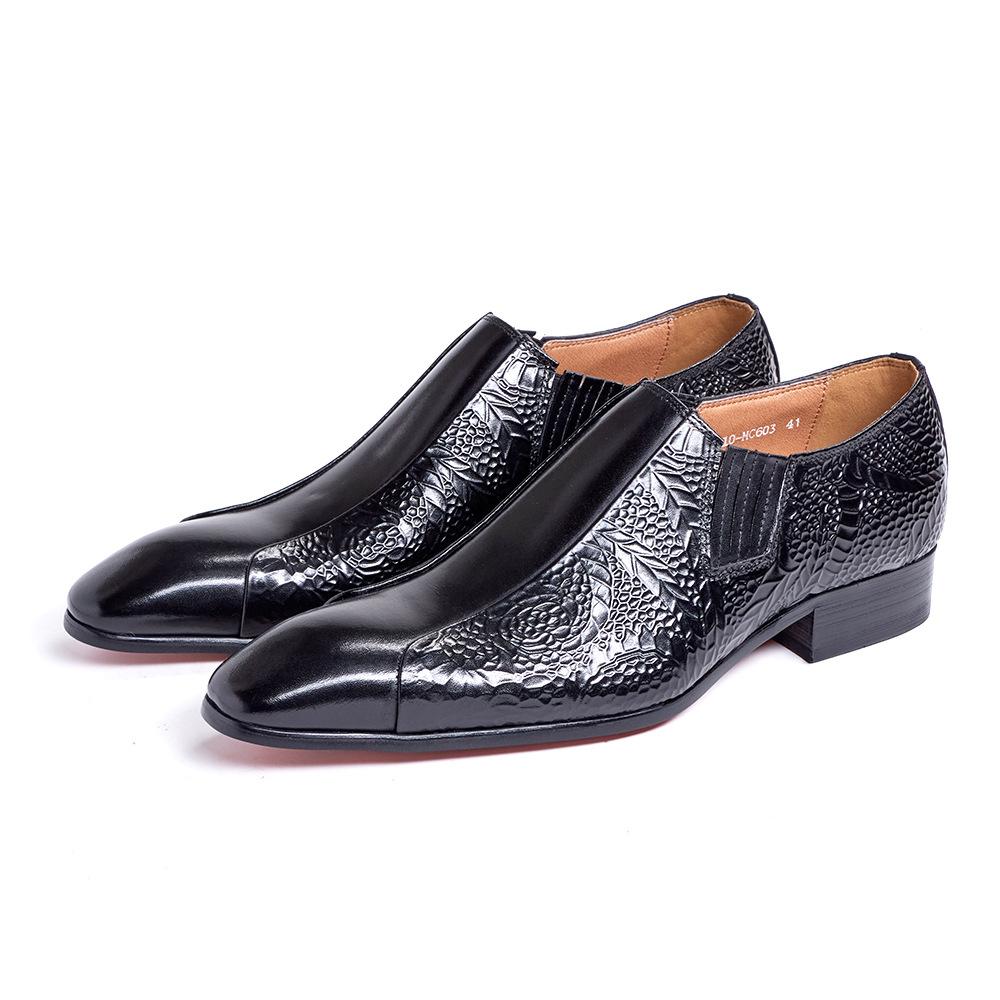 Summer New Men'S Casual Leather Shoes Cowhide Business Foot Cover Leather Pointed Loafers Handmade
