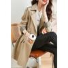 Contrasting Color Elastic and Thin Long Trench Coat, Autumn New Commuter Slim and Thin Long Women's Trench Coat