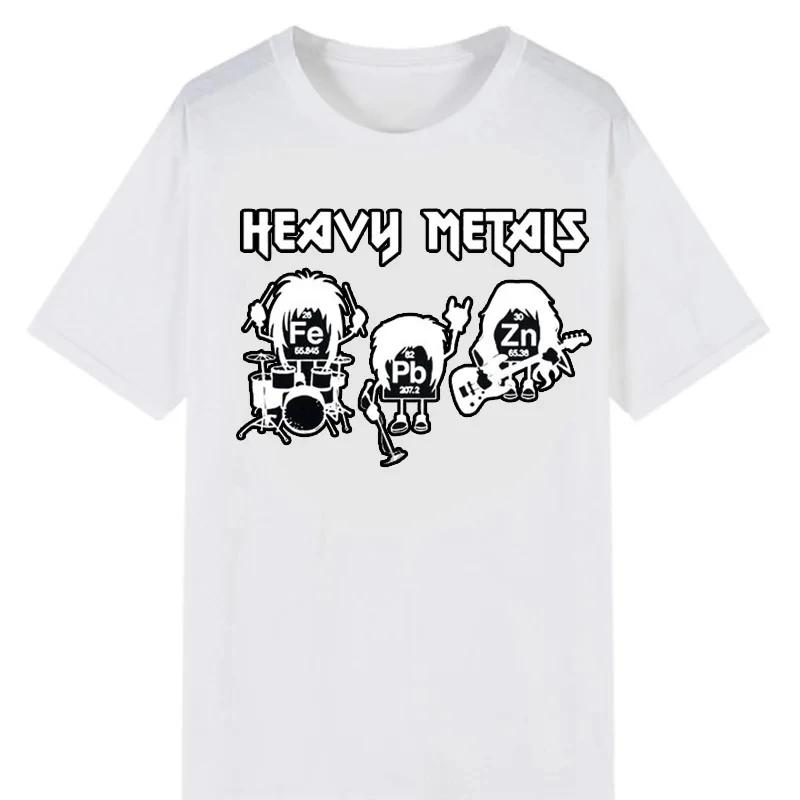 Heavy Metals Chemistry Periodic Table Rock Roll Music Physics Biology Print T Shirt Vintage Unisex Casual Loose T-shirt Tops