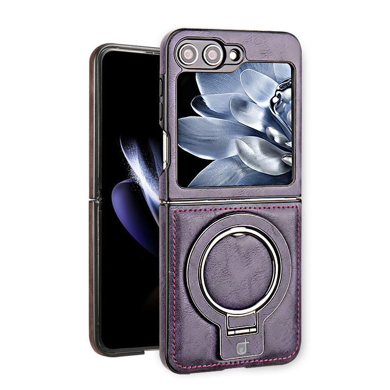 Magnetic Leather Case & Racket Holder for Samsung Galaxy Z Flip6/Flip5