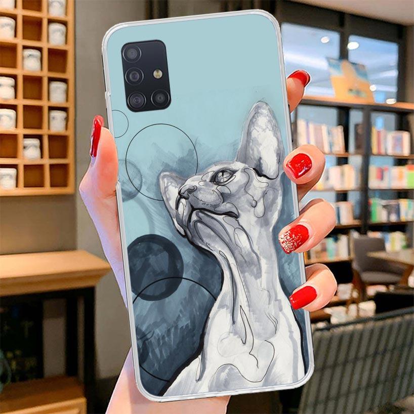 Lavaza Sphynx Sphinx Cat Cover Phone Case For Samsung Galaxy A12 A22 A32 A52 A72 A02S Phone Case Note 20 Ultra 10 S10 Plus A51 A