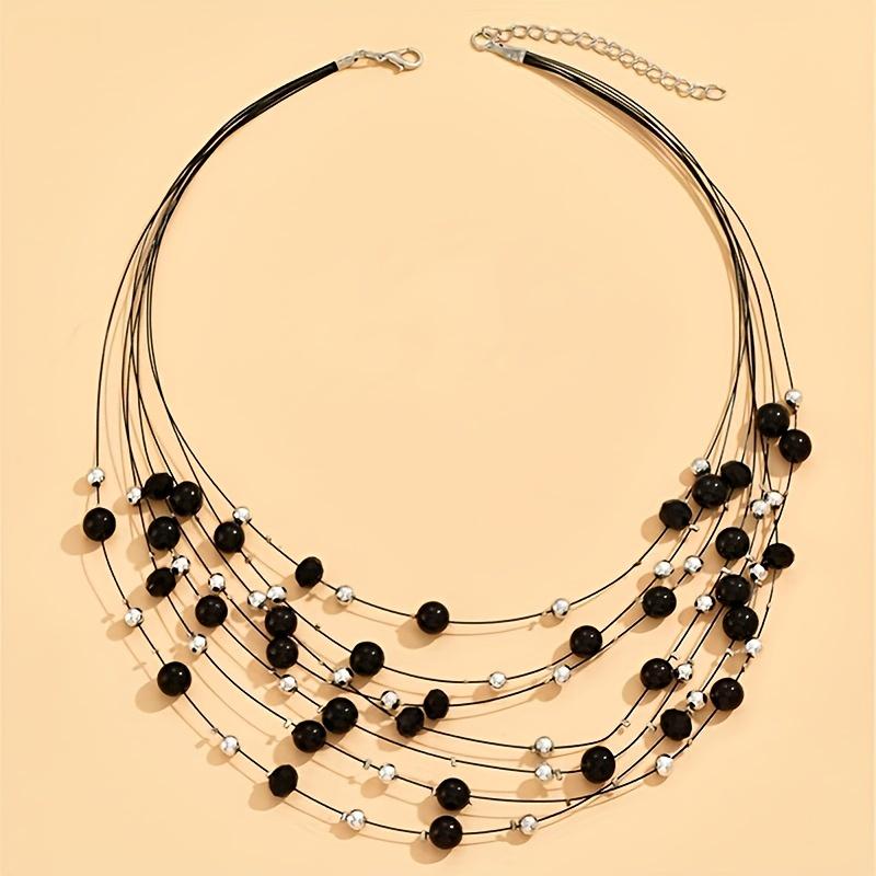 [Multi-Layer Shimmering Imitation Pearl Necklace] Vibrant Bohemian Multilayer Necklace - Shimmering Imitation Pearls - Artisan-Crafted, Authentic Char