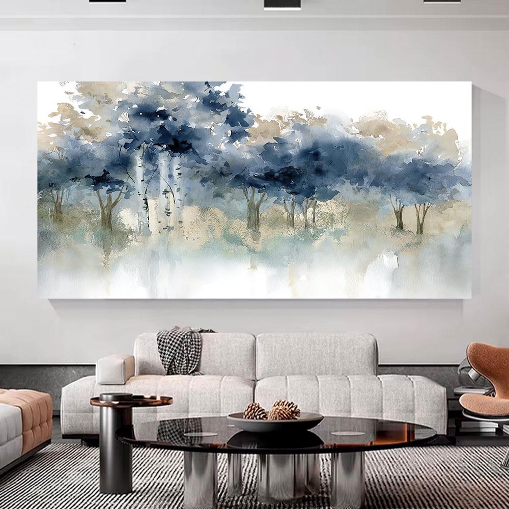 Настенное искусство Пейзаж Современный декор стен Картина на холсте Синие чернила Настенное искусство Большое произведение искусства для гостиной Спальни Офиса Домашний декор
