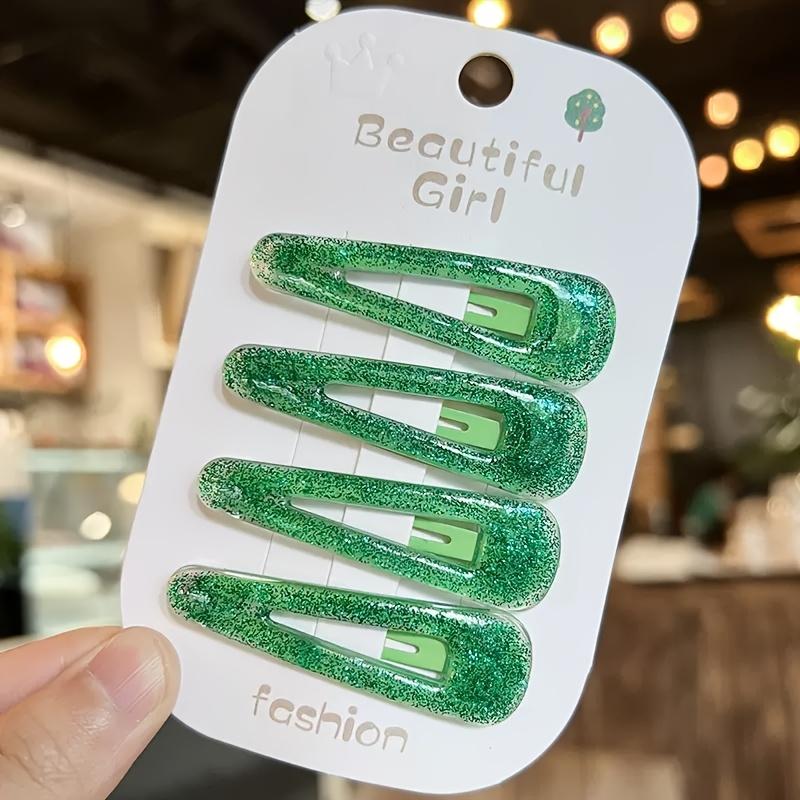 4 шт./набор Блестящие акриловые заколки для волос - нежные и не повреждающие волосы аксессуары для волос в стиле принцессы для девочек