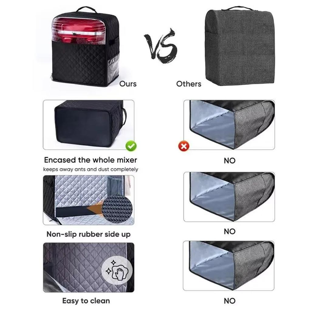 Stand Mixer Dust Cover Featuring Slider Mat And Organizer Pockets Suitable for 4.5QT/5QT/6QT/7QT/8QT Various Models