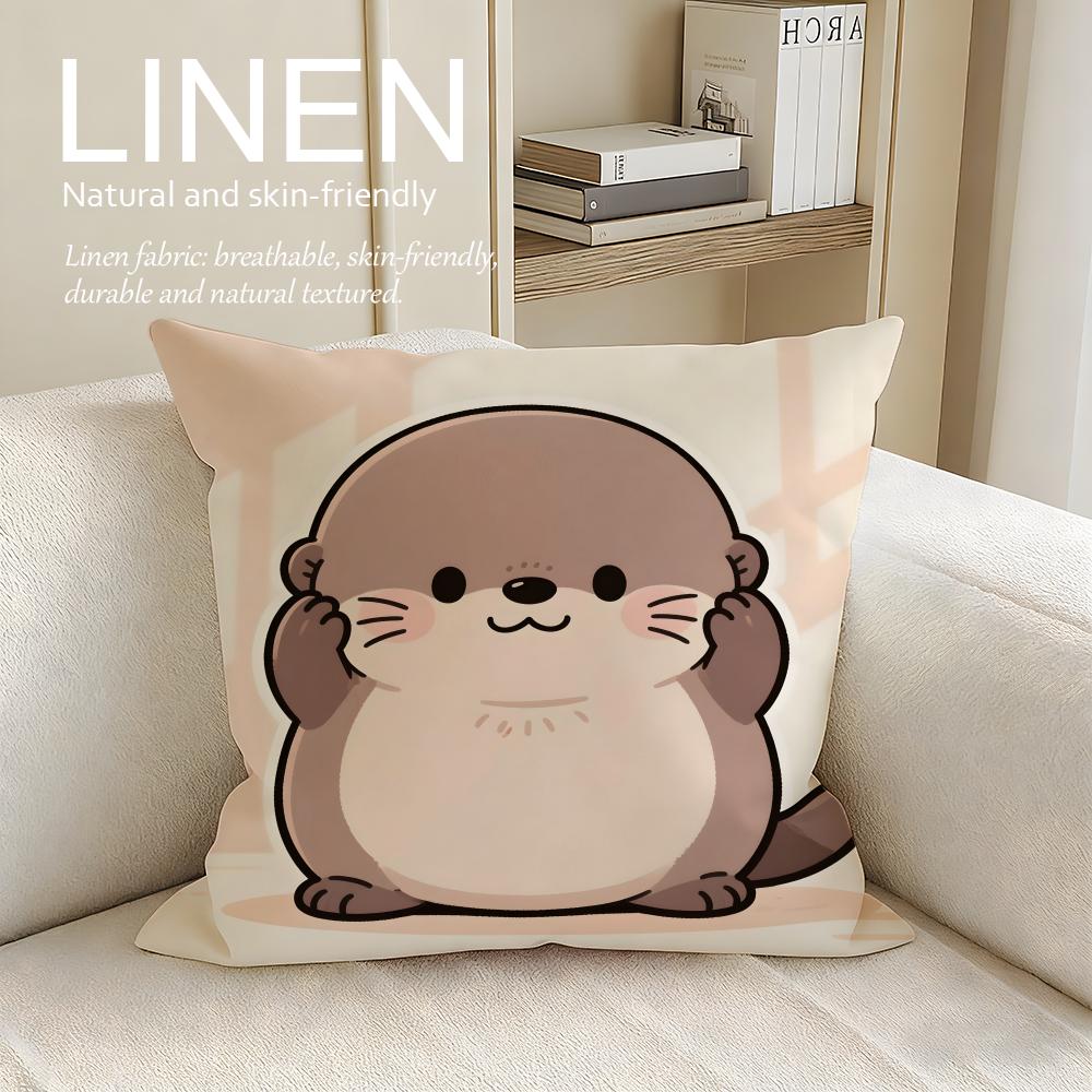 Cute Otter Moonlight Cushion Cover Pillowcase Set Pcs x x Breathable Washable Sofa Cushion Cover