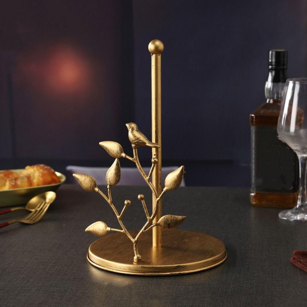 Rose Shaped Roll Paper Towel Holder Ginkgo Leaf Tissue Stand Tissue Storage Rack for Kitchen