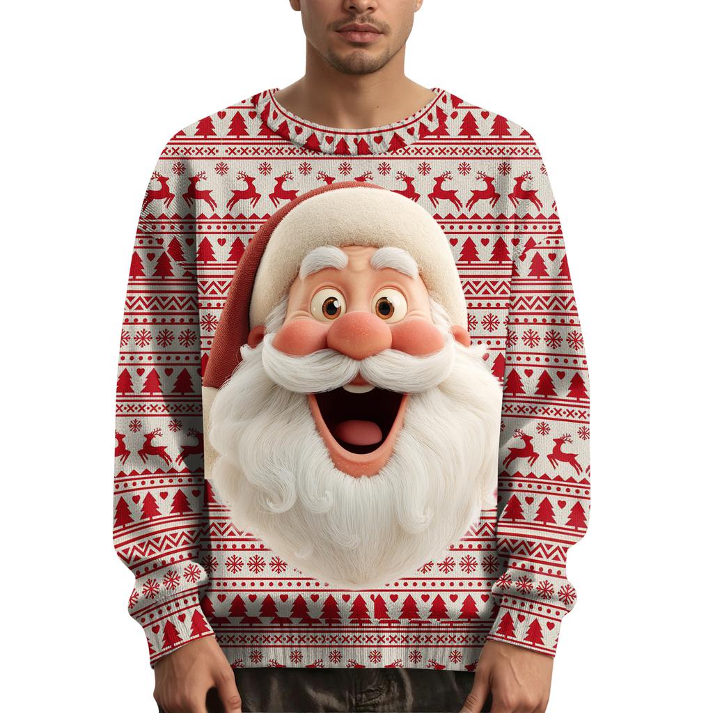 Мужской рождественский свитер с принтованным воротником