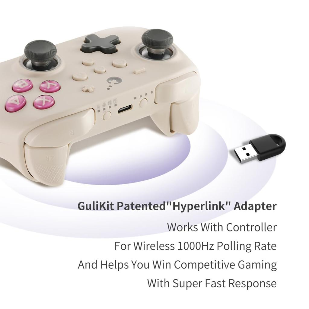 GuliKit Wireless Controller KK3 PRO Controller Retro Compatible with Hall Effect Sensor Stick Gyroscope Back Paddle Button PC/Switch/Android/iOS