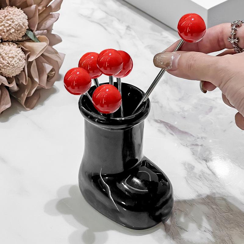 Рождественские сапоги Фруктовый набор вилок Роскошная Нержавеющая сталь Маленькая вилка Фруктовый знак Десерт Торт Вилка Настольный Декор для дома Украшения