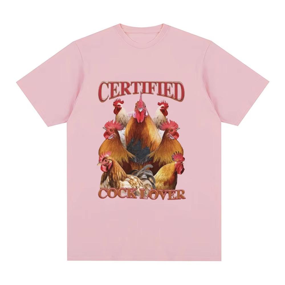 Certified Cock Lovers T-shirt Funny Chicken Meme T Shirt Men Women 100% Cotton Casual Short Sleeve Oversized T Shirts Streetwear