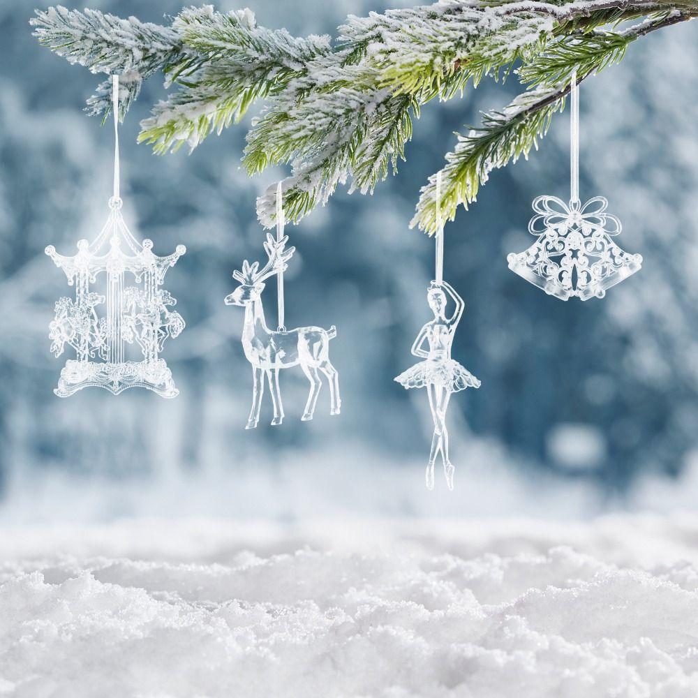 Transparent Acrylic Christmas Tree Ornaments Carousel Ballet Girl Pendants  New Year