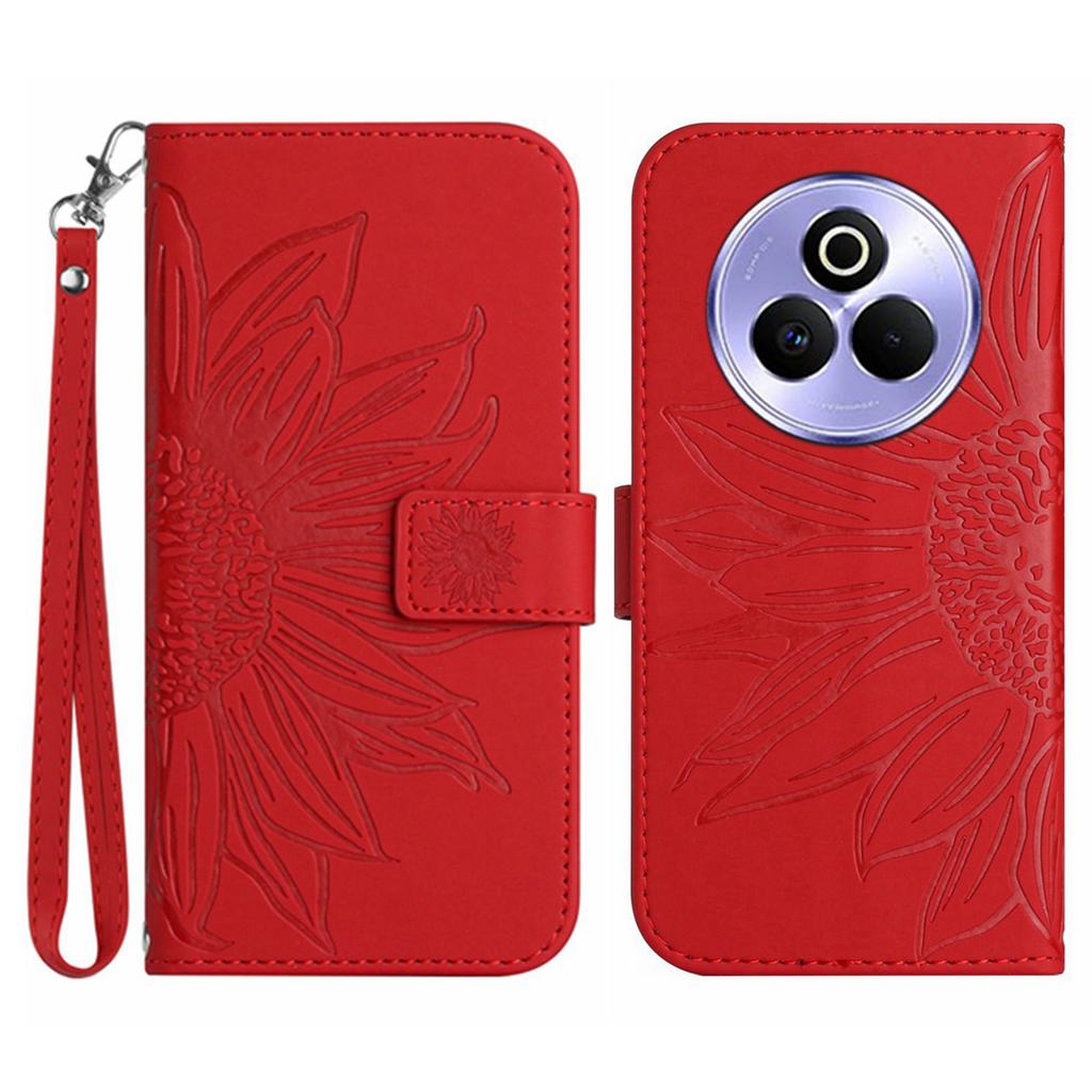 For Realme P3 Pro 5G Case Sunflower Imprint Leather Wallet Phone Cover with Wrist Strap