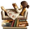 Wooden Inspirational Book Lover Sculpture Multi-Purpose Wooden Style Desktop Reading Ornament for Birthday Housewarming Gifts