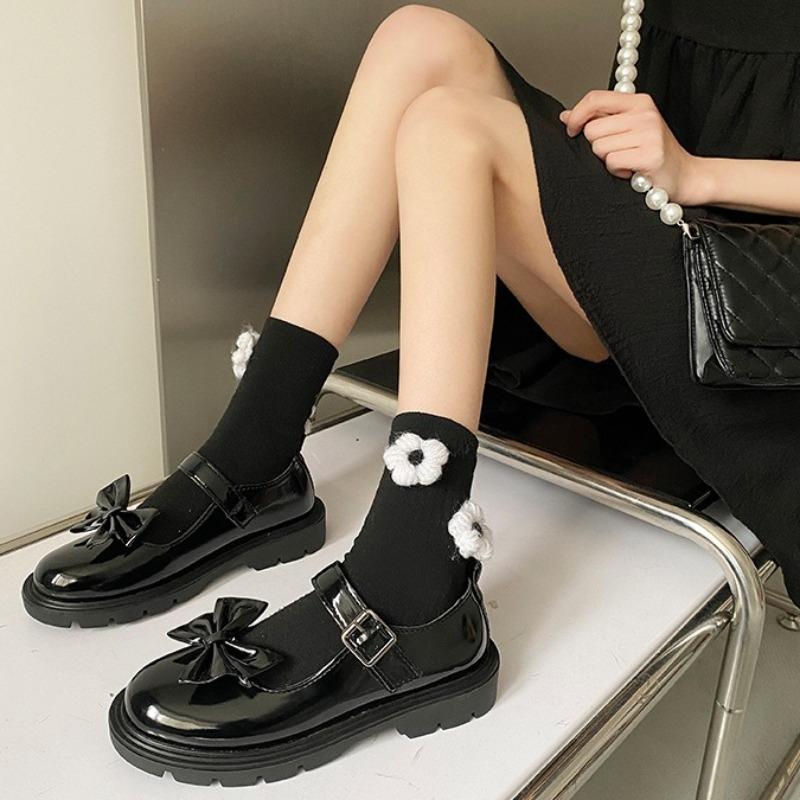 Модные туфли Мэри Джейн с мелким вырезом, маленькие кожаные туфли в японском стиле, туфли Лолита для женщин, милые туфли с бантиком, туфли принцессы, студенческие туфли для платья