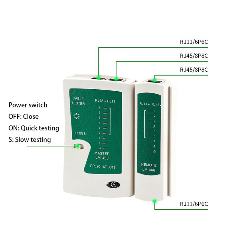 Тестер сетевого кабеля Rj45 Rj11 Cat5 Cat6 Utp Lan Cable Tester Tool Сетевой провод Телефонный кабель Линейный детектор Трекер Инструмент