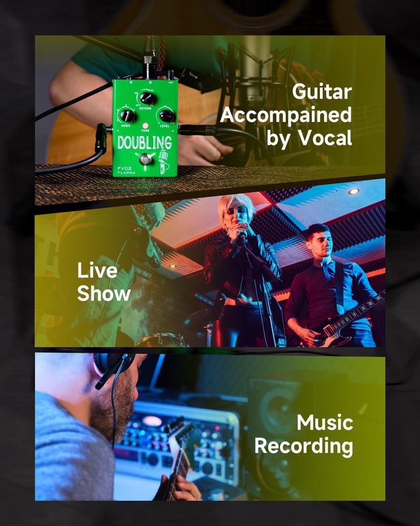 FLAMMA FV02 Vocal Effects Processor with Reverb and Chorus Effects, Multiple Vocal Modes, and 48V Phantom Power