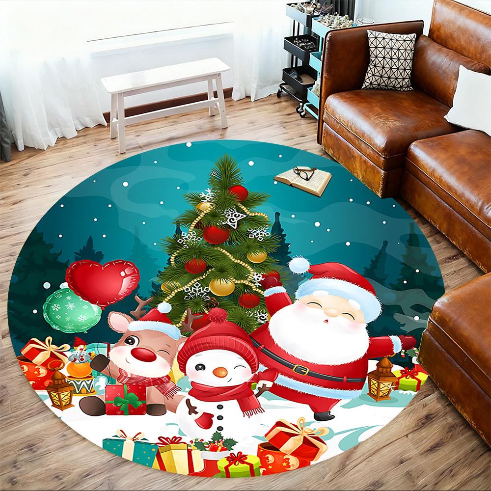 1pc Christmas Santa Claus Round Chair mat Area Rug - Non-Slip, Floor Mat for Office, Bedroom, and Indoor Decor c1125230
