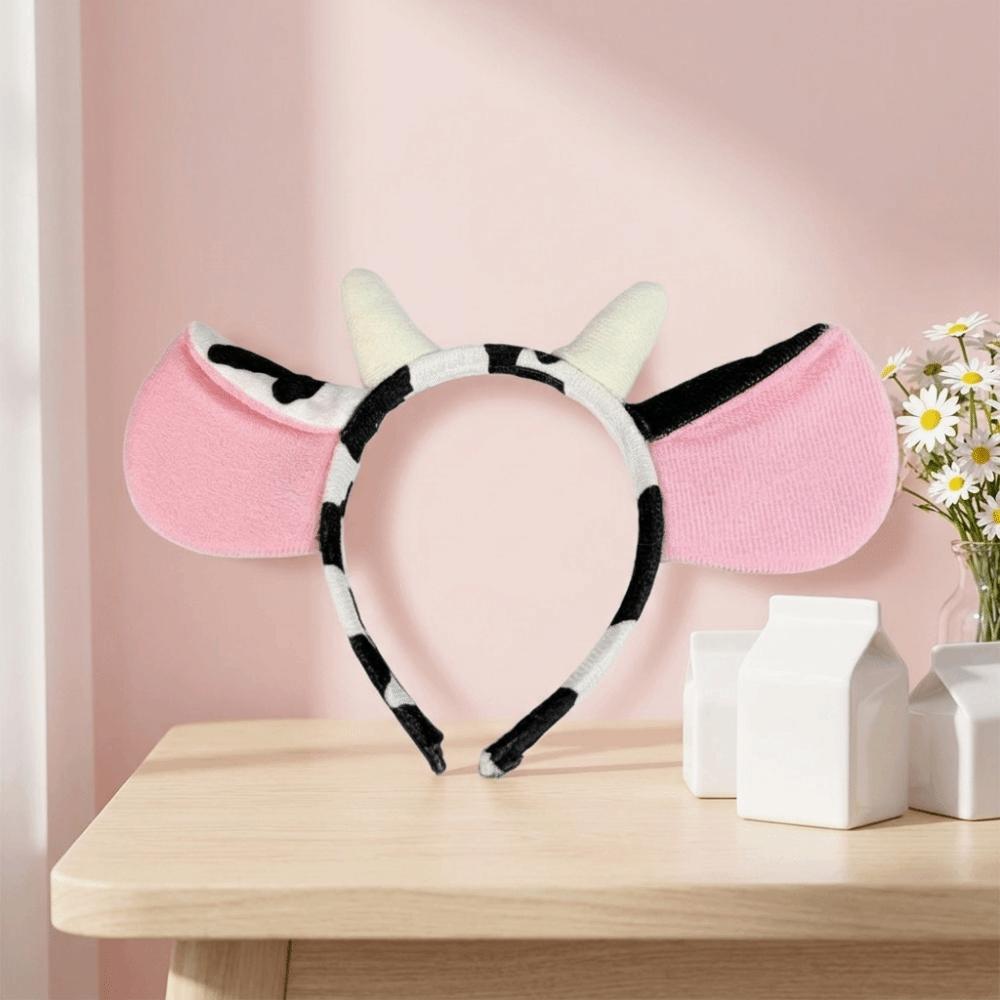 Hair-Pressing Cow Horn Headband Non-Slip Dairy Cow Hairband Funny Animal Ears Hair Hoop Daily Use