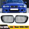 For BMW 3 Series E46 Coupe 2-Door 1998-2001 Front Bumper Kidney Grille Glossy Black Car Front Hood Racing Grill