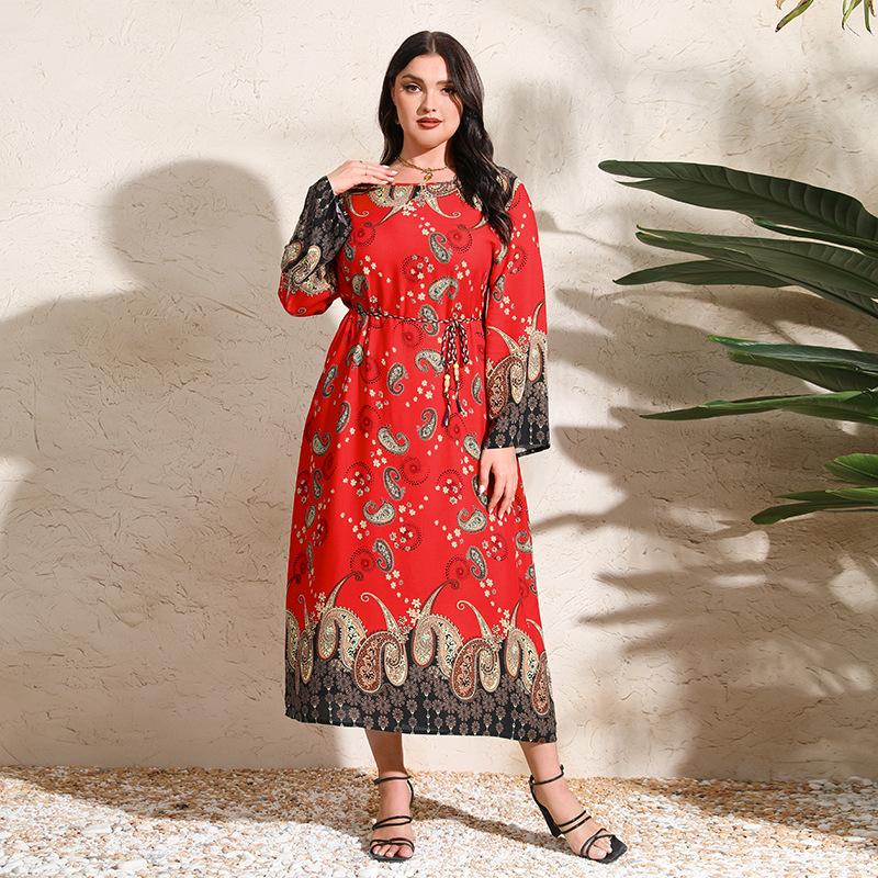 Весенне-осеннее женское платье, платья больших размеров с длинными рукавами, винтажные длинные платья