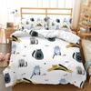 Cute Cartoon Cat Bedding Set Soft Microfiber Bed Linen With Pillowcases Queen King Single Size Animals 135X200Cm Duvet Cover Set