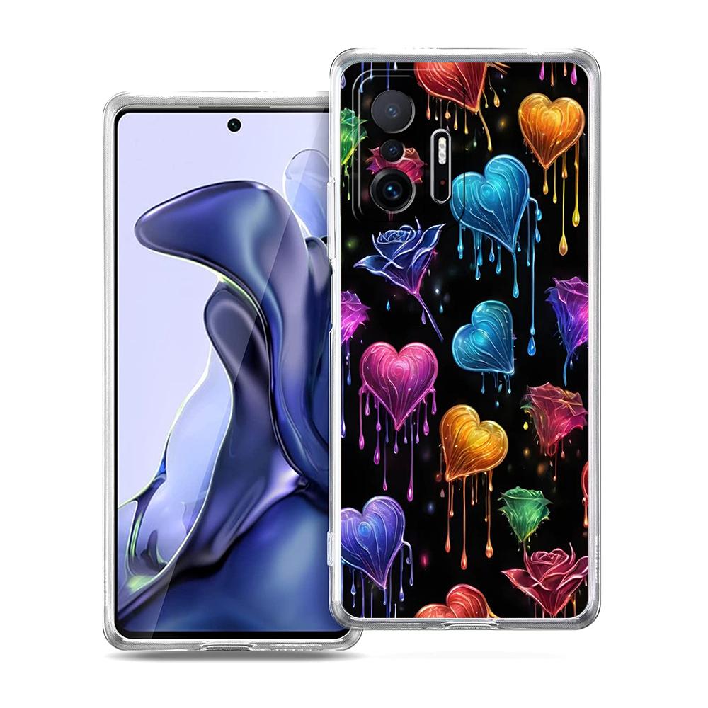 Прозрачный чехол для телефона для Xiaomi Mi 14 13 12 11 Ultra 13T 12T 11T Poco X3 NFC F3 F6 Pro Lite Мягкий ТПУ Мультяшный Милый Сердце Любви