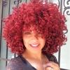 Афро-женский модный красный парик с челкой, короткие вьющиеся африканские парики для женщин