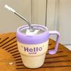 400ml Coffee Mug with Straw and Handlle Insulated Mug New Iced Coffee Cup  Drinkware