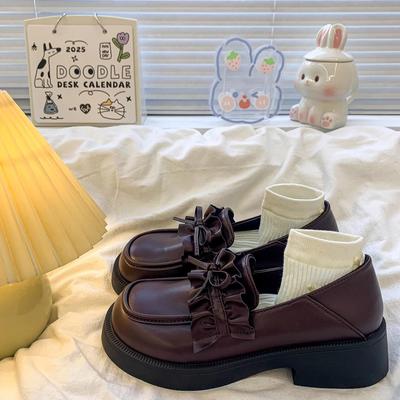 Туфли-лодочки из маленькой кожи с бантом, женские, весенние, новые, одинарные туфли Мэри Джейн