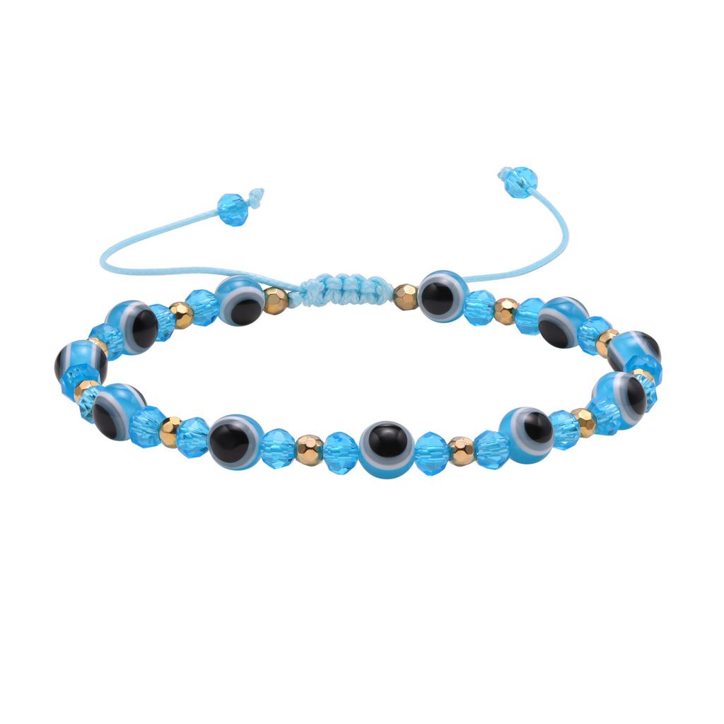 Color Crystal Beads Devil'S Eye Braided Bracelet Women'S Versatile Fashion Jewelry Br-1275