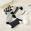 5 Pairs Black and White Ankle Socks for Women, Comfy Cute Crew Short Socks, Women's Stocking & Hosiery