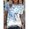Модная женская футболка с коротким рукавом и круглым вырезом, с 3D-принтом в виде цветов