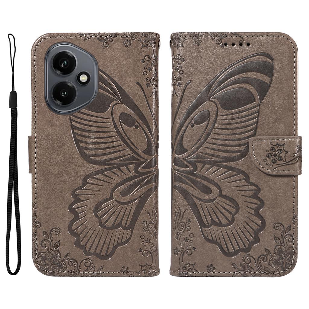 For Honor 400 5G (Global) Case Butterfly Pattern PU Leather Folio Flip Phone Cover - Red