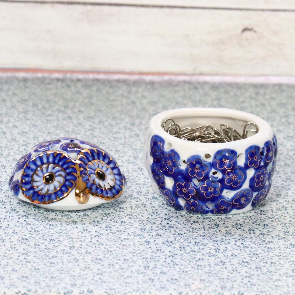 Castle Enterprise Flower Owl 6cm Trinket Box x Set God of Learning in For Commercial Use (Small) (Blue) 10-Piece "No Hardship" - Europe,