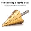 Wood Plastic Aluminum Hole Expand Tool Accessory 5-35 Gold Titanium Plate Pagoda Drill Hexagonal Straight Groove Step Drill Bit