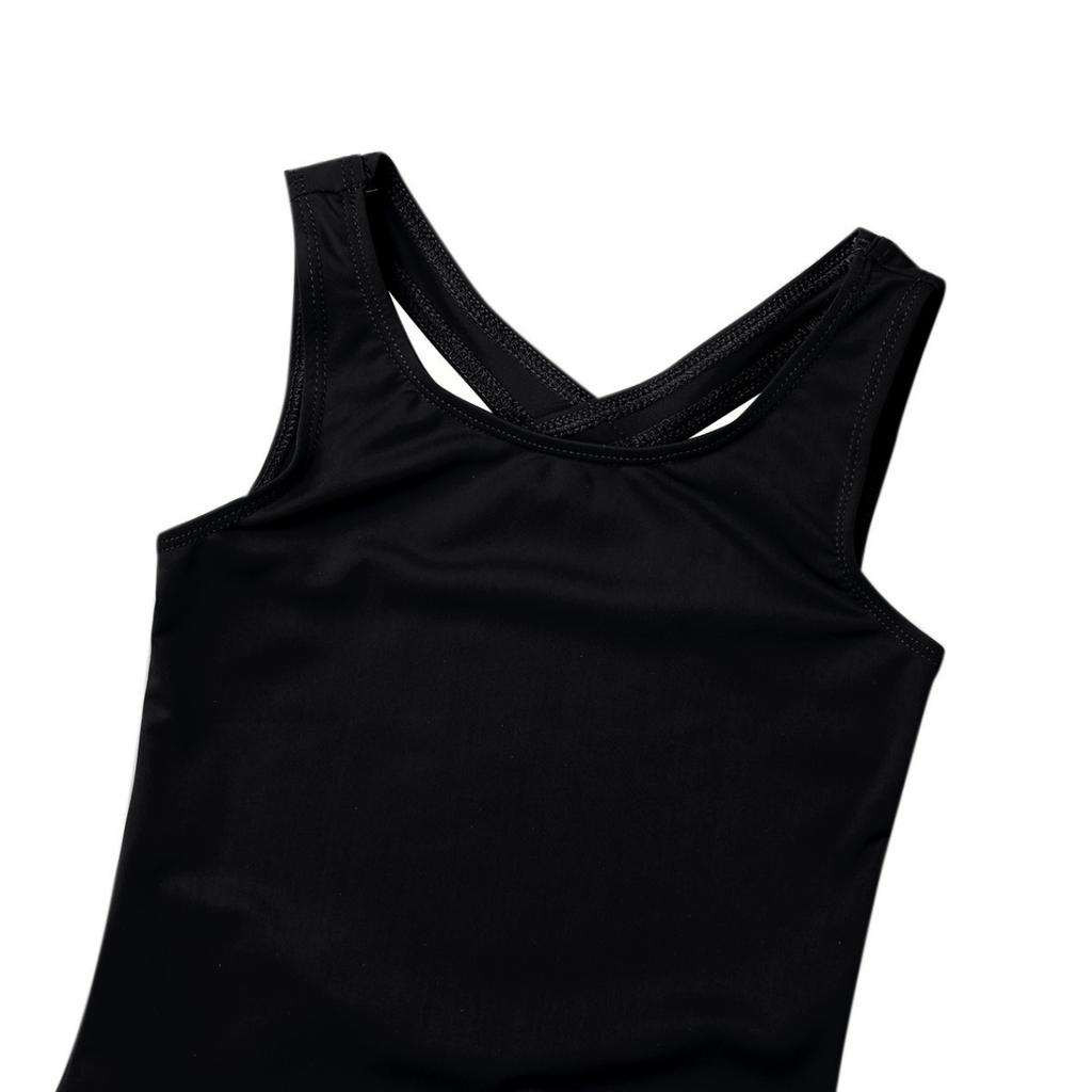 Детский гимнастический балетный купальник без рукавов с двойными бретелями для девочек, спортивная танцевальная одежда, топы на бретелях, наряды