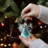Sea Glass Christmas Ornaments 6 Pieces Angel Coastal Pendant 2D Acrylic Christmas Tree Hangable Decorations for Living Room