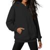 Женское худи однотонное с длинным рукавом, накладным карманом, свободный пуловер, толстовка