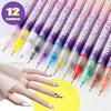 12Pcs Nail Art Pens 3D Quick Dry 0.5MM DIY Gel Nail Art Acrylic Paint
